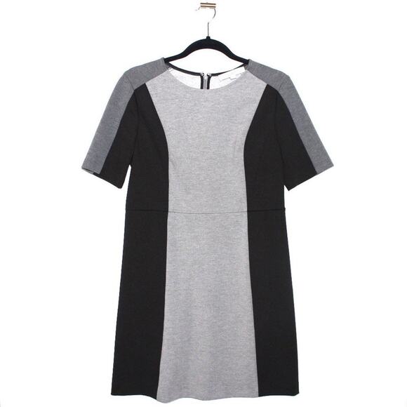 LOFT Color Block Black Grey Dress Petite 8 Medium - Picture 1 of 4
